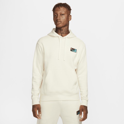 Nike Club Fleece Herenhoodie met patch - Wit