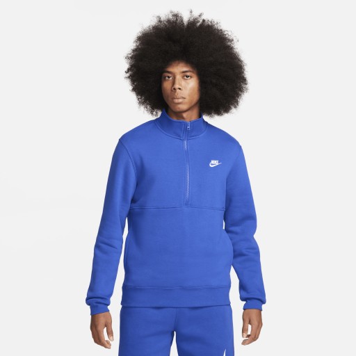 Nike Sportswear Club Trui van geborsteld materiaal met halflange rits voor heren - Blauw